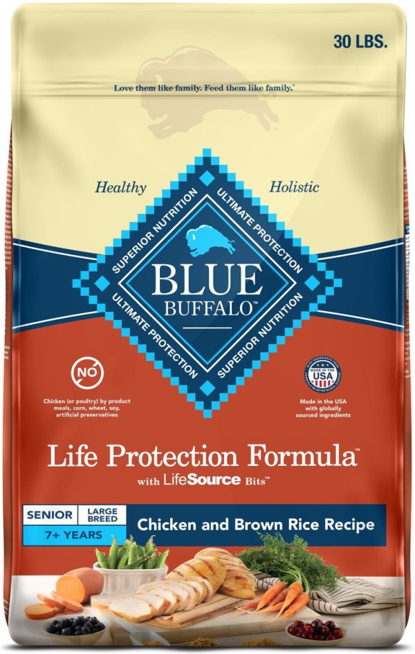 Blue Buffalo Life Protection Chicken & Brown Rice Recipe Large Breed Senior Dry Dog Food Fashion